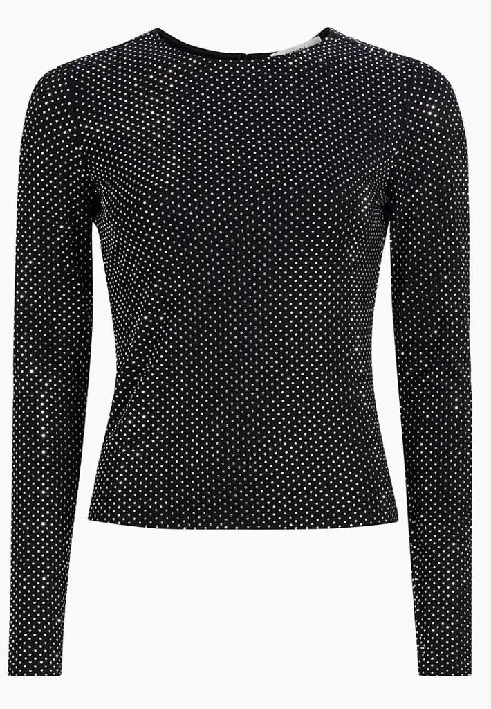 Frame Rhinestone-Embellished Jersey Top - Size Medium (Retails For $398)