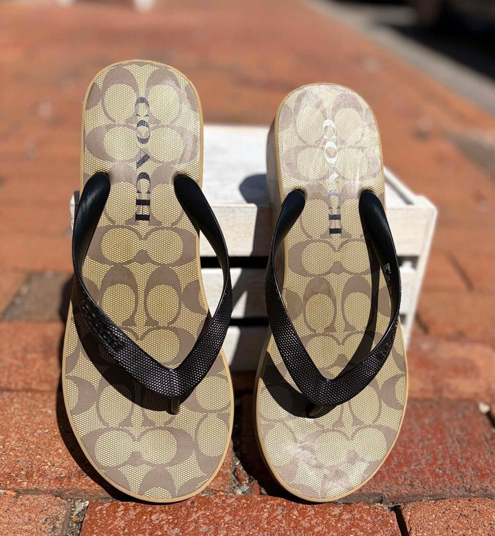 Coach Lynn Wedge Flip-Flop Sandals - Size 10