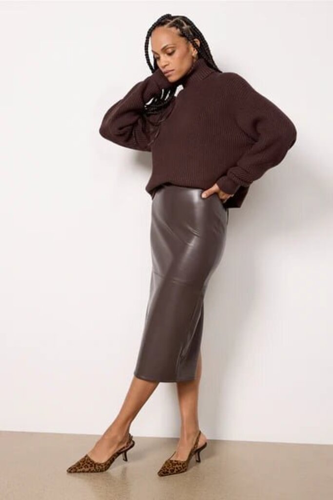 Good American Better Than Leather Midi Skirt - Size 12