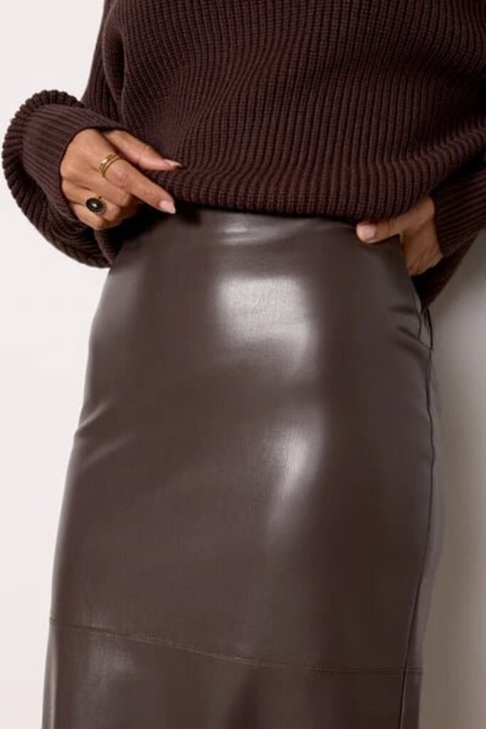 Good American Better Than Leather Midi Skirt - Size 12