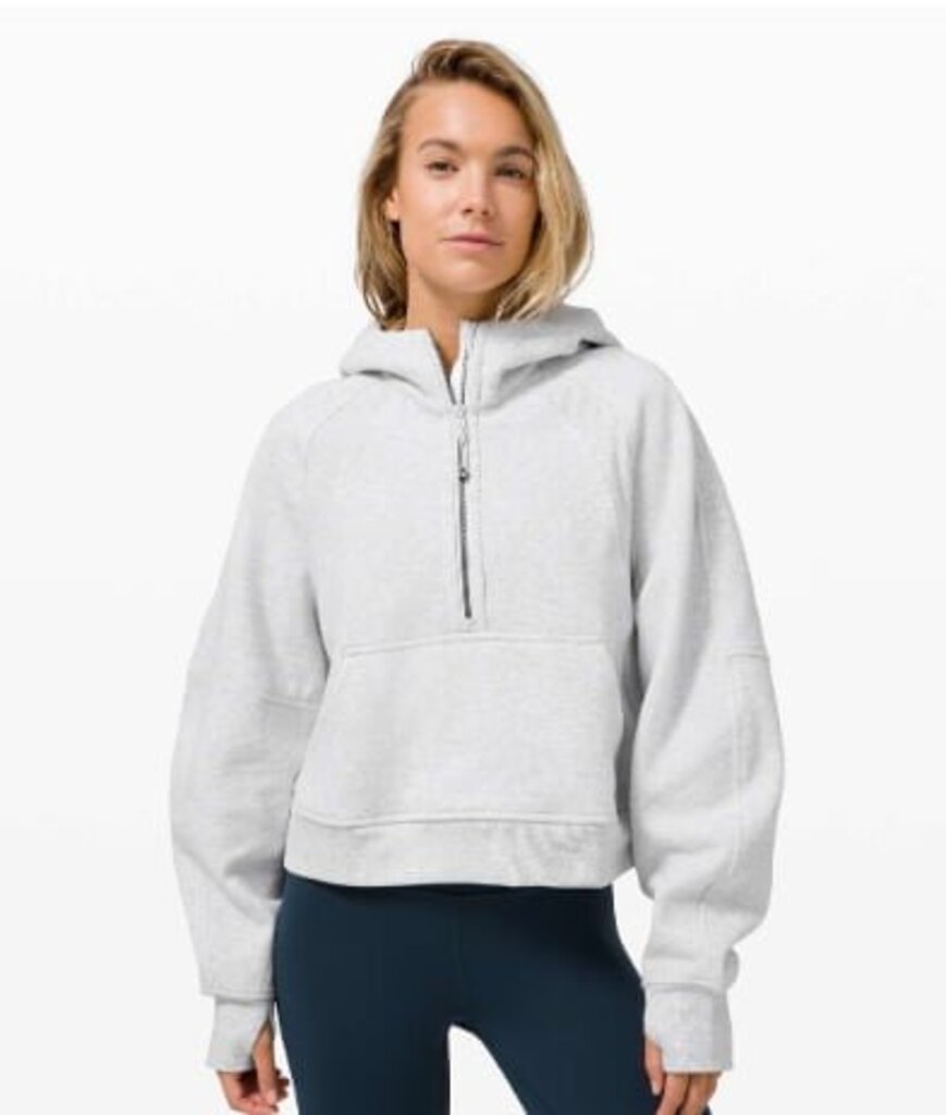 Lululemon Scuba Oversized 1/2 Zip Hoodie in Heathered Core Ultra Light Grey - Size XS/S