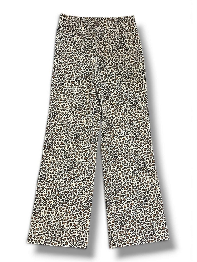 J Crew High Rise Wide Leg Pants in Cheetah Print - Size 26