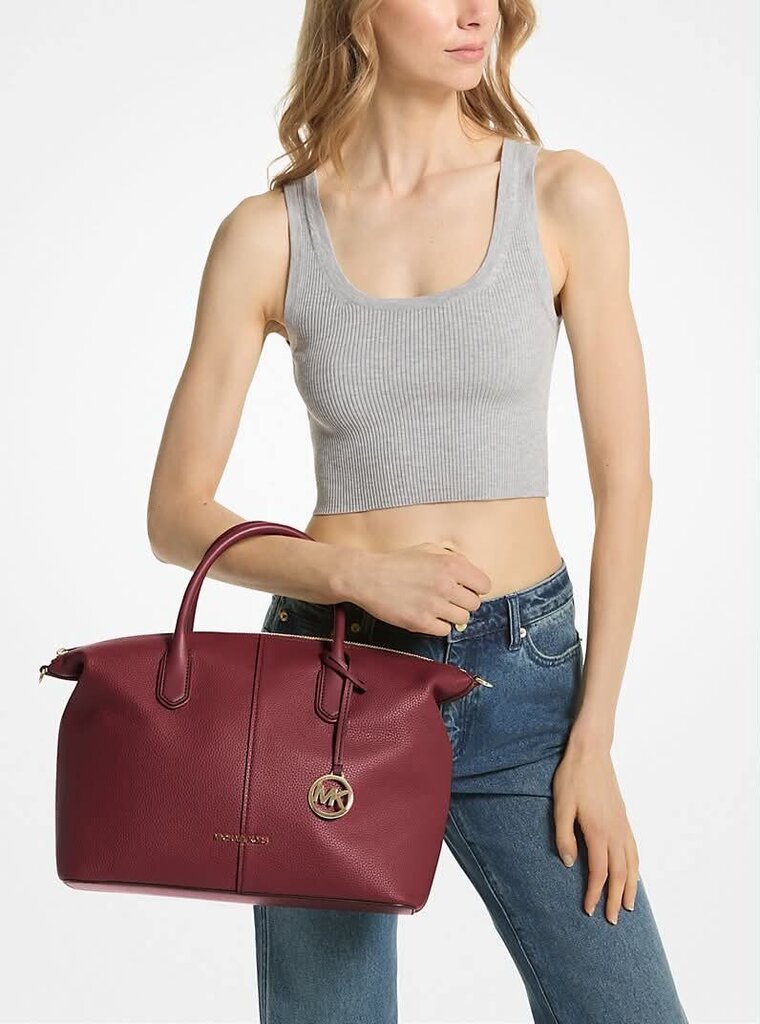 Michael Kors NWT Hyde Large Pebbled Leather Satchel in Oxblood