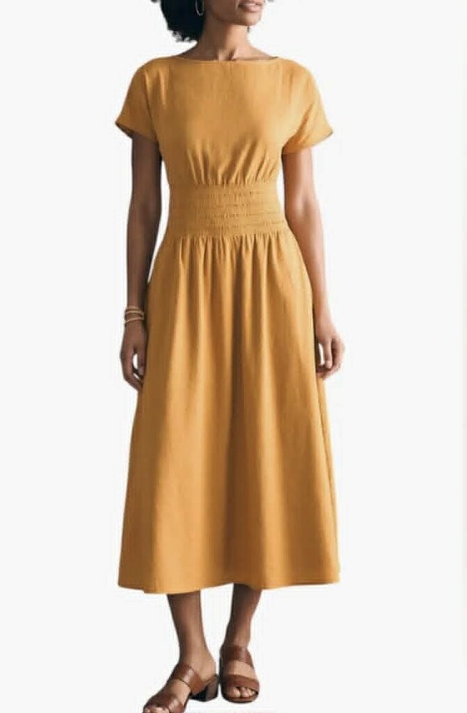 Faherty Coast to Coast Smocked Waist Cotton Maxi Dress - Size Small