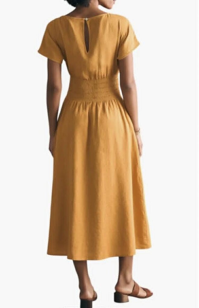 Faherty Coast to Coast Smocked Waist Cotton Maxi Dress - Size Small