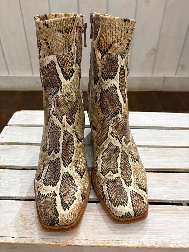 Dolce Vita Sid Square Toe Booties in Desert Snake - Size 7