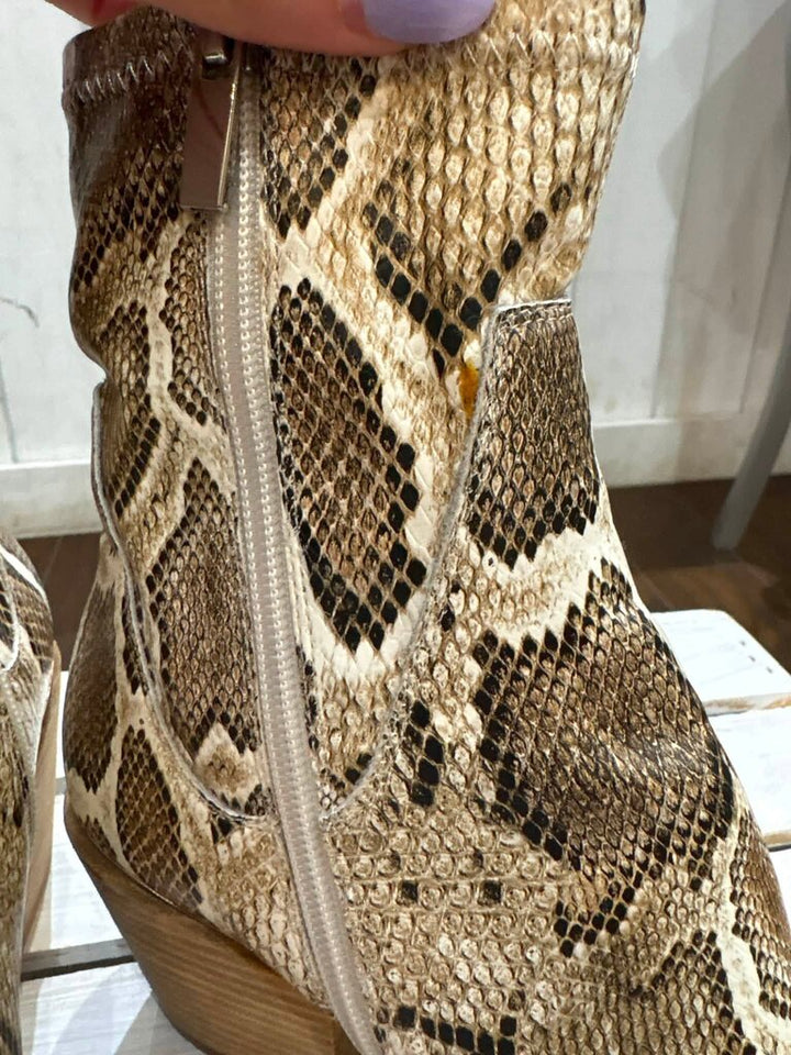 Dolce Vita Sid Square Toe Booties in Desert Snake - Size 7
