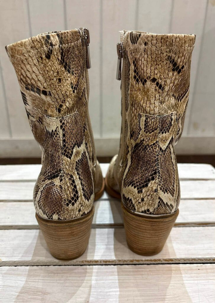 Dolce Vita Sid Square Toe Booties in Desert Snake - Size 7