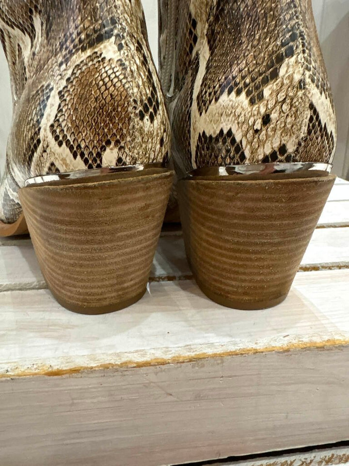Dolce Vita Sid Square Toe Booties in Desert Snake - Size 7