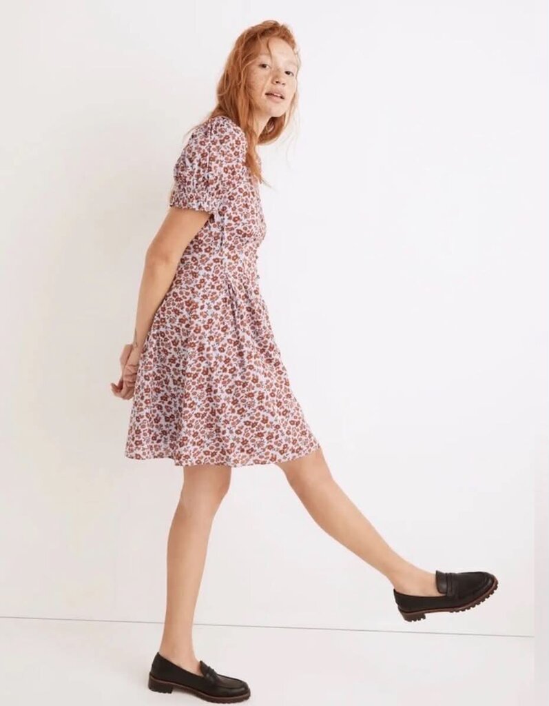 Madewell Collared Puff Sleeve Mini Dress In Piccola Floral - Size 8