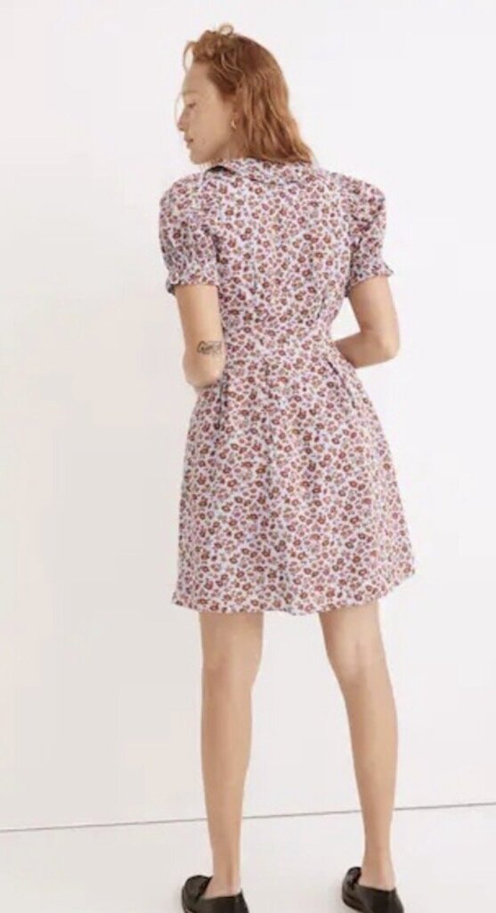 Madewell Collared Puff Sleeve Mini Dress In Piccola Floral - Size 8
