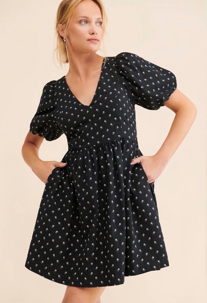 Madewell V-Neck Puff Sleeve Mini Dress In Floral Ikat - Size Medium