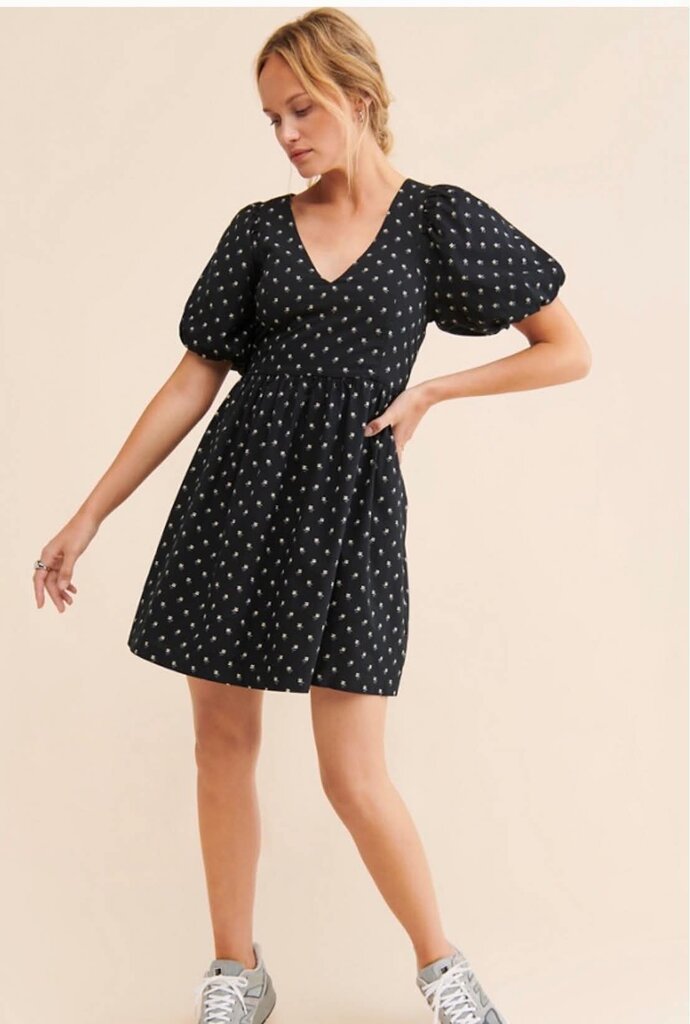 Madewell V-Neck Puff Sleeve Mini Dress In Floral Ikat - Size Medium