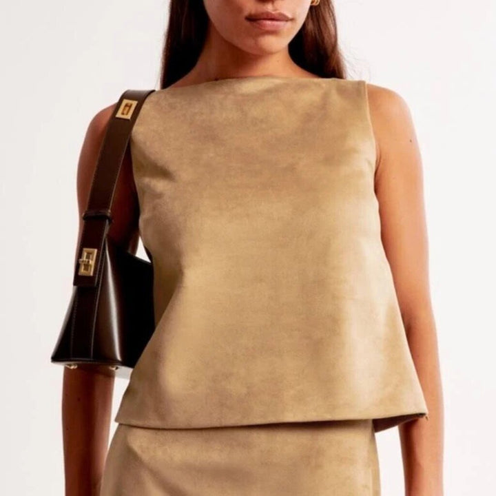 Abercrombie & Fitch Vegan Suede Shell Top - Size Large