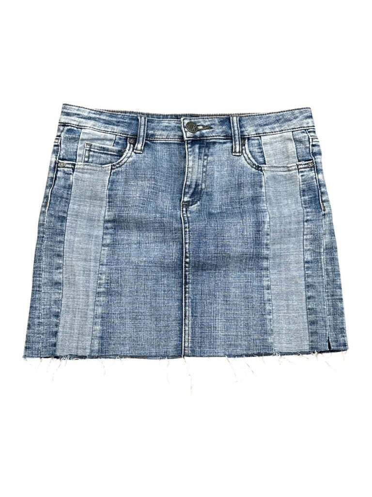 Kut From The Kloth Joey Contrast Detail Raw Hem Denim Mini Skirt - Size 4