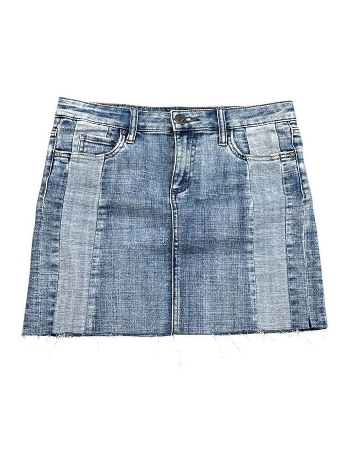 Kut From The Kloth Joey Contrast Detail Raw Hem Denim Mini Skirt - Size 4