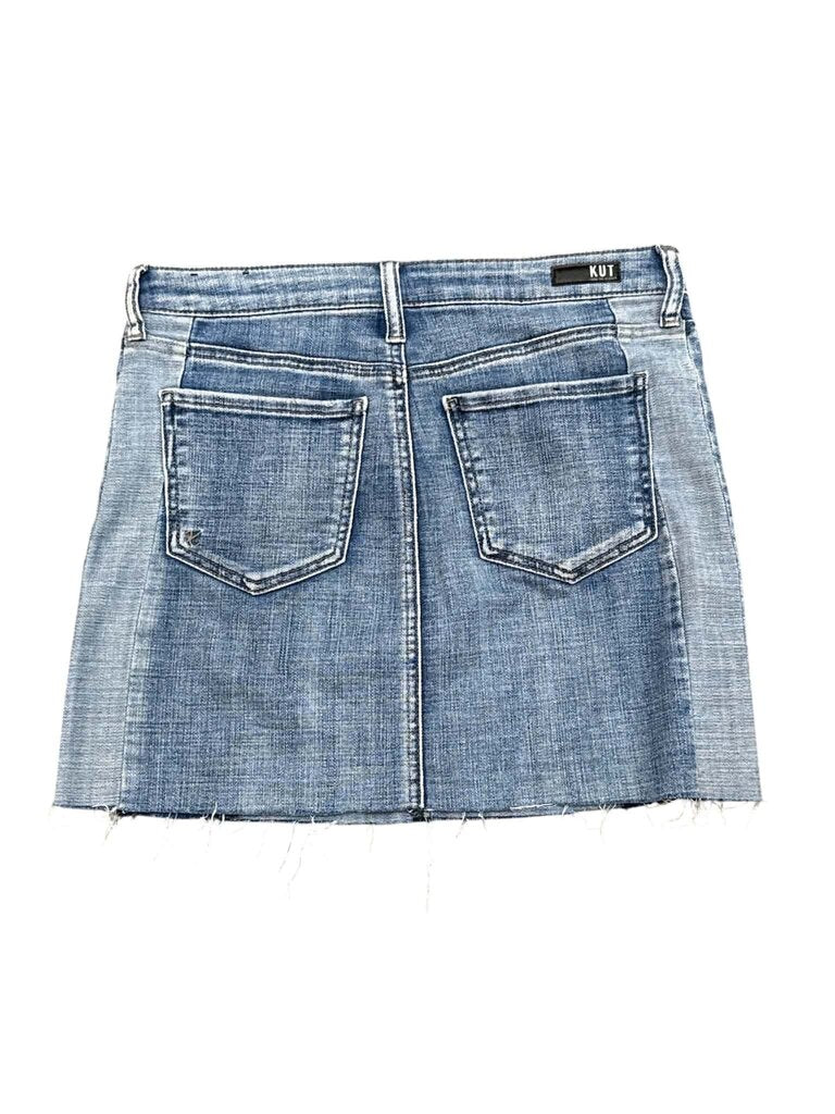 Kut From The Kloth Joey Contrast Detail Raw Hem Denim Mini Skirt - Size 4