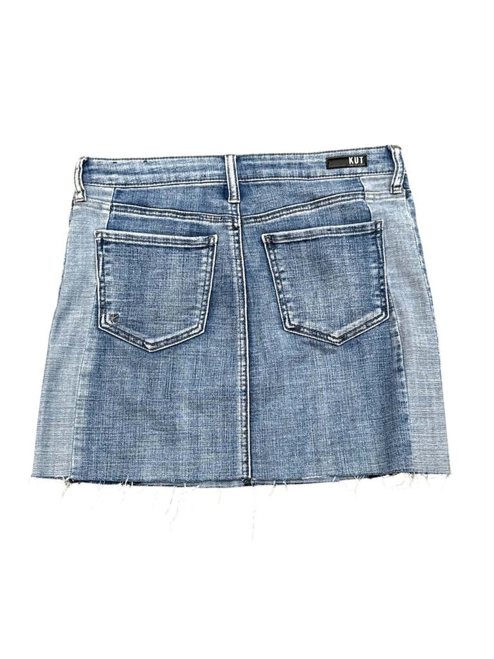 Kut From The Kloth Joey Contrast Detail Raw Hem Denim Mini Skirt - Size 4