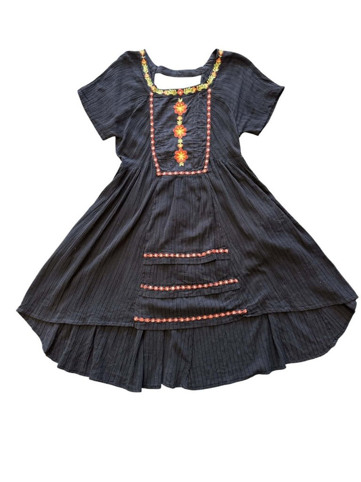 Free People Black Embroidered Dress - Size Medium