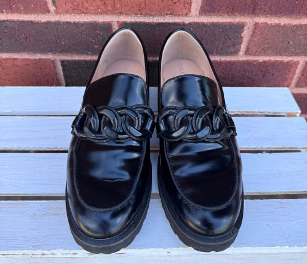 Cole Haan Glossy Geneva Chain Loafers - Size 8.5