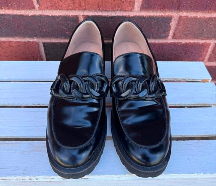 Cole Haan Glossy Geneva Chain Loafers - Size 8.5