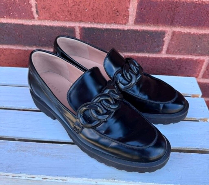 Cole Haan Glossy Geneva Chain Loafers - Size 8.5