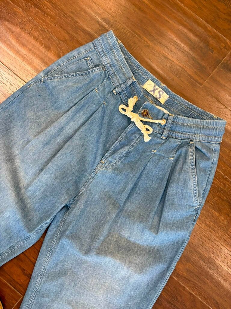 Free People Tie Pleated Denim Pants - Size XS