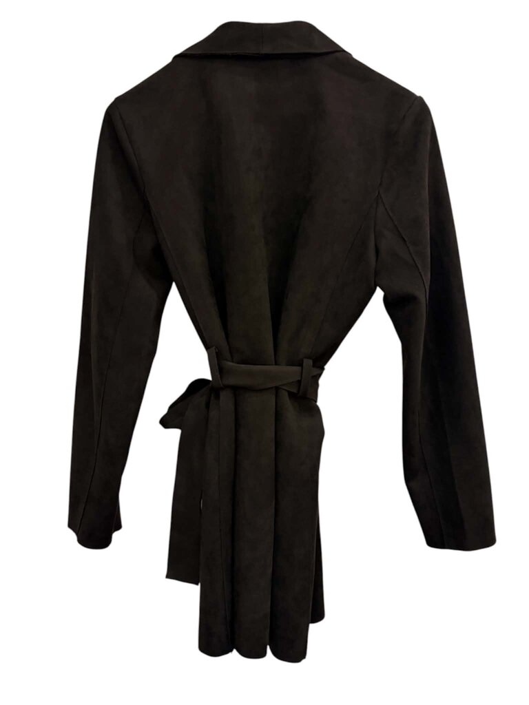 Magaschoni Faux Suede Tie Belt Jacket - Size Medium