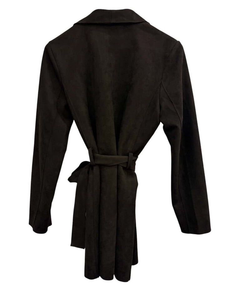 Magaschoni Faux Suede Tie Belt Jacket - Size Medium
