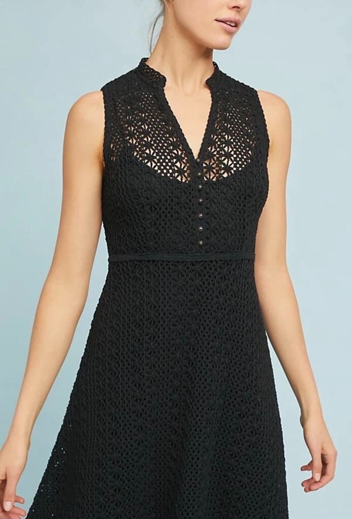 Meadow Rue Anthropologie Black Crochet Lace Evelyn Midi Dress - Size 4