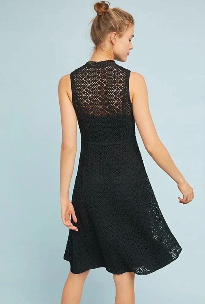 Meadow Rue Anthropologie Black Crochet Lace Evelyn Midi Dress - Size 4
