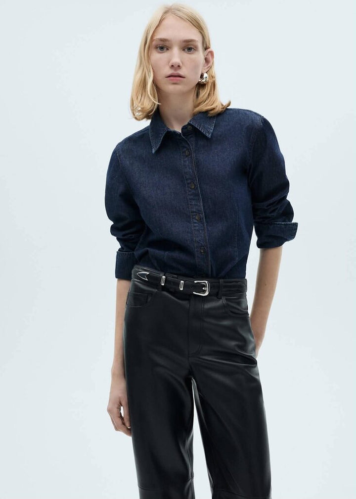 Mango Straight Leg Faux-Leather Pants - Size 10