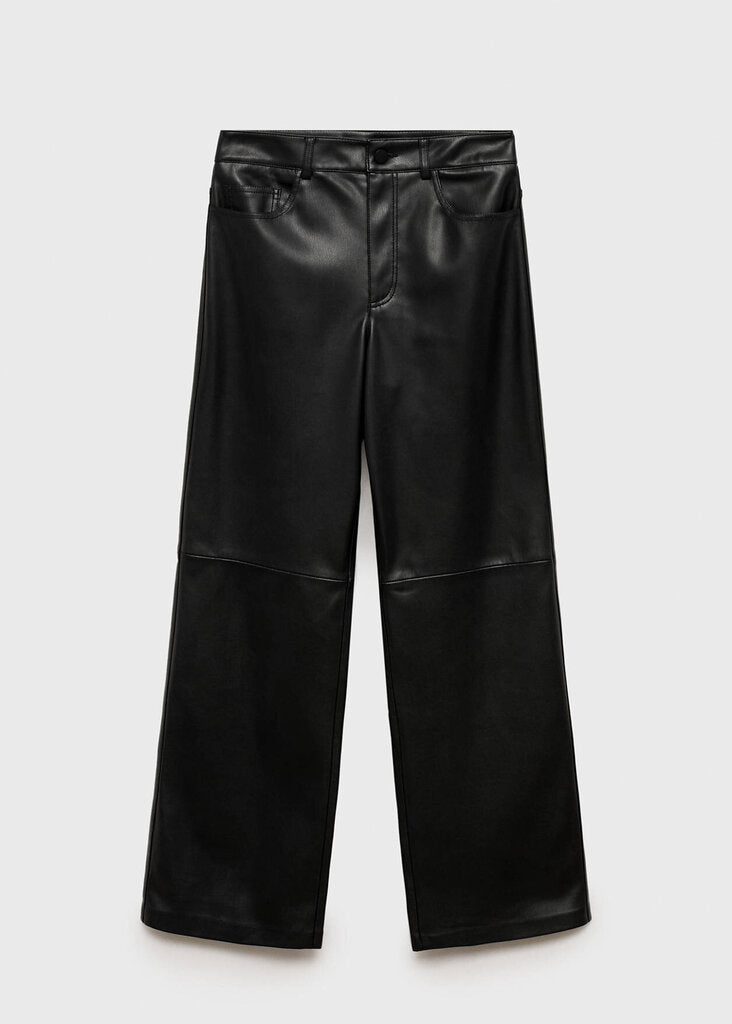 Mango Straight Leg Faux-Leather Pants - Size 10