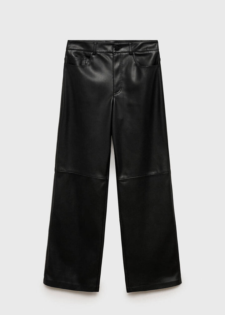 Mango Straight Leg Faux-Leather Pants - Size 10