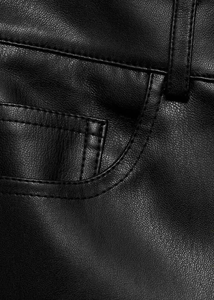 Mango Straight Leg Faux-Leather Pants - Size 10