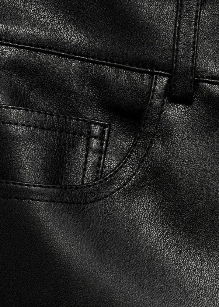 Mango Straight Leg Faux-Leather Pants - Size 10