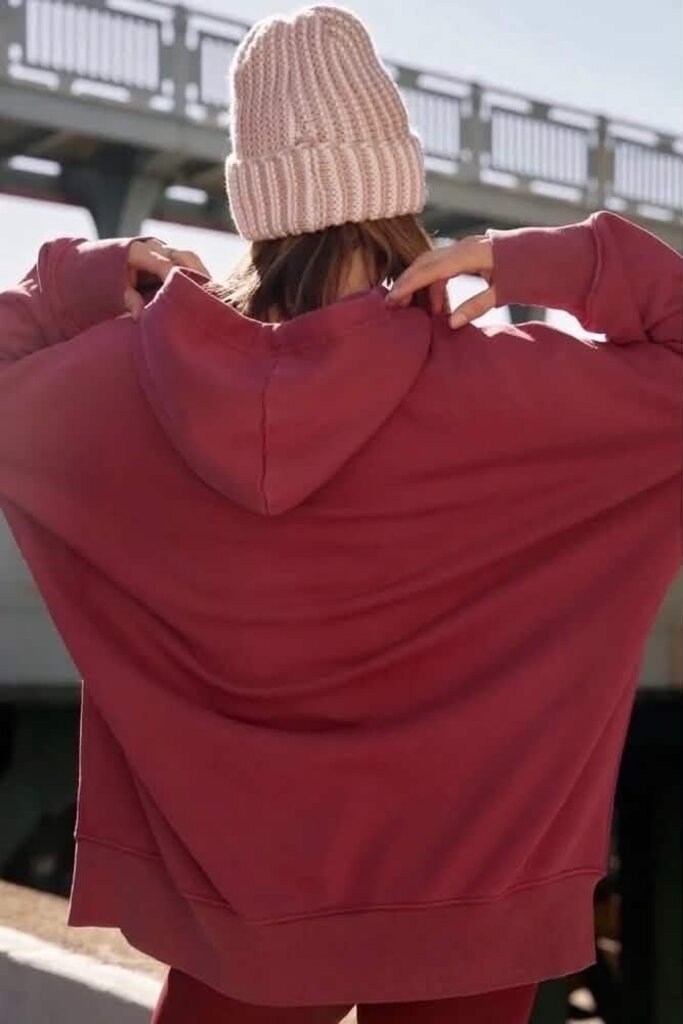 Free People Sprint To The Finish Hoodie In Red - Size Large