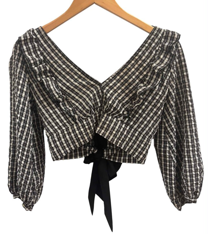 Topshop Gingham Cropped Top - Size 4