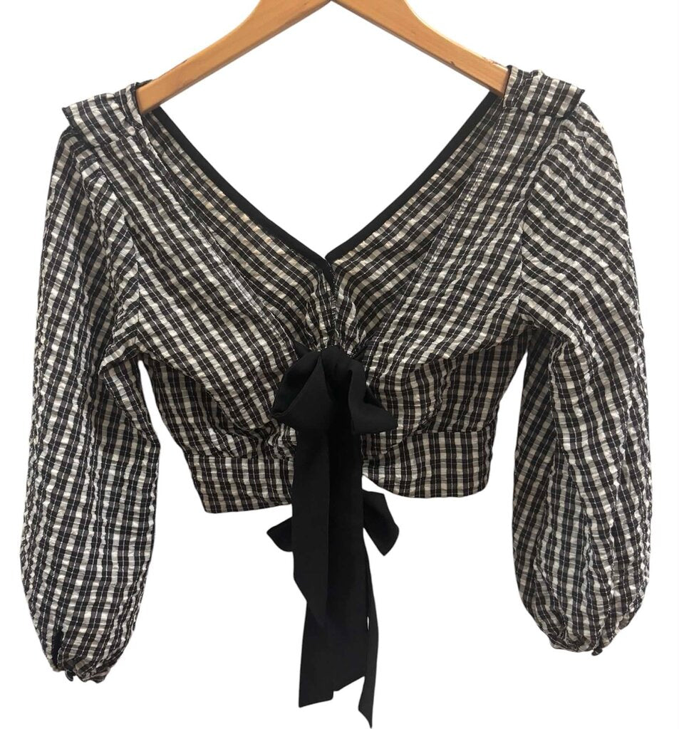 Topshop Gingham Cropped Top - Size 4