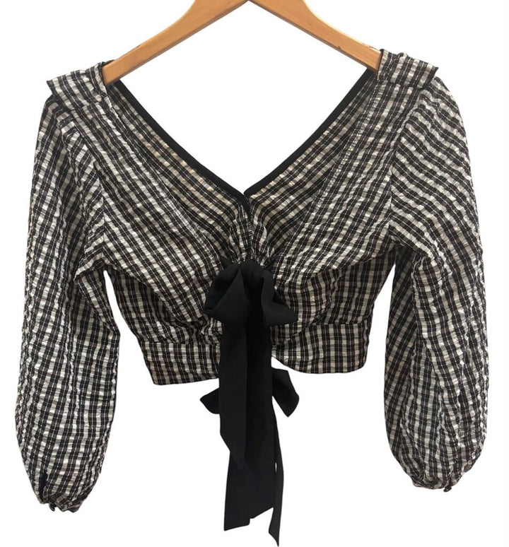 Topshop Gingham Cropped Top - Size 4