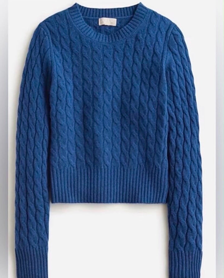J.Crew Cashmere Shrunken Cable Knit Crewneck Sweater - Size Medium