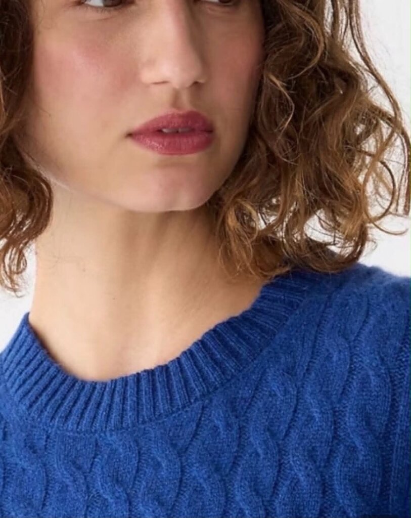 J.Crew Cashmere Shrunken Cable Knit Crewneck Sweater - Size Medium