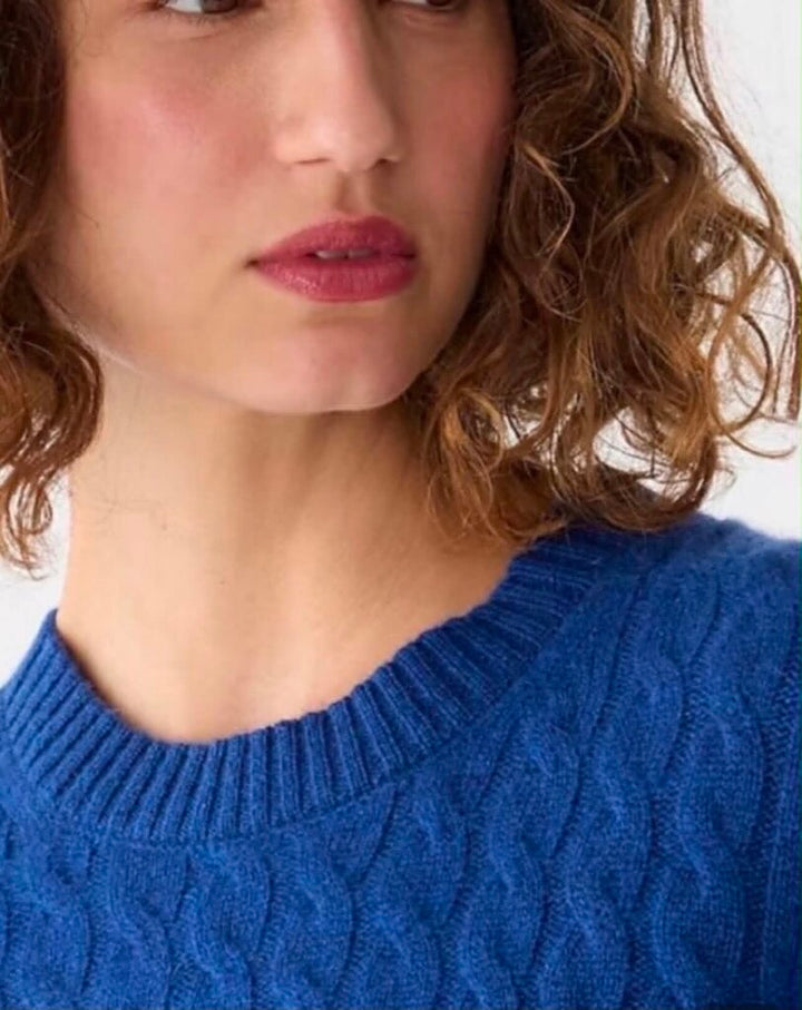 J.Crew Cashmere Shrunken Cable Knit Crewneck Sweater - Size Medium