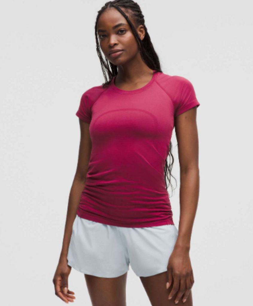 Lululemon Swiftly Tech Short-Sleeve Shirt 2.0 *Hip Length in Magenta Smoke - Size 14 (Retails for $68)