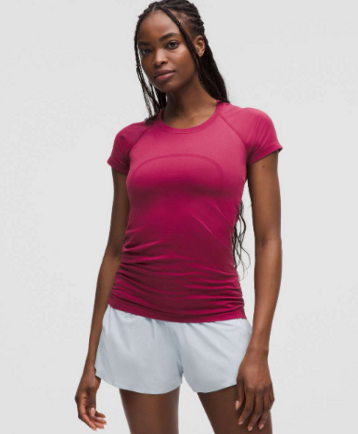 Lululemon Swiftly Tech Short-Sleeve Shirt 2.0 *Hip Length in Magenta Smoke - Size 14 (Retails for $68)