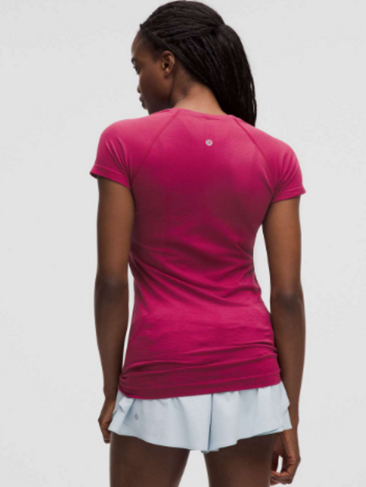 Lululemon Swiftly Tech Short-Sleeve Shirt 2.0 *Hip Length in Magenta Smoke - Size 14 (Retails for $68)