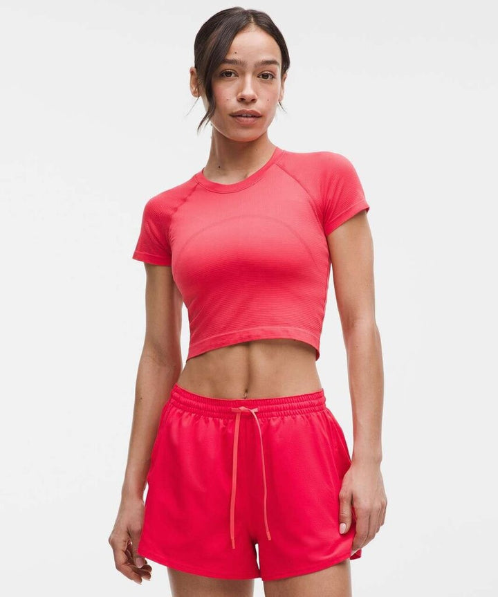 Lululemon Swiftly Tech Cropped Short-Sleeve Shirt 2.0 in Red Glow - Size 10 (Retails for $68)