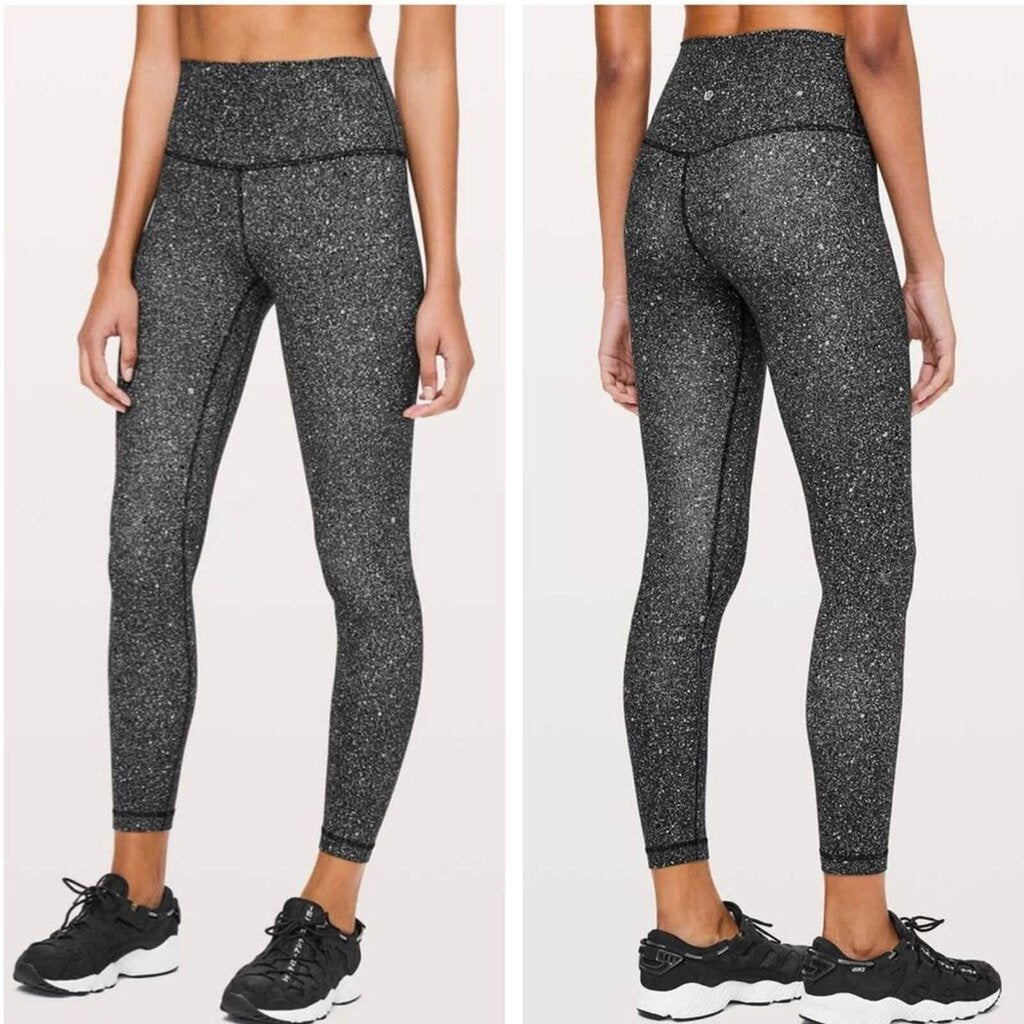 Lululemon Align Pant II *25" in Luminesce Splatter Ice Grey Black - Size 4