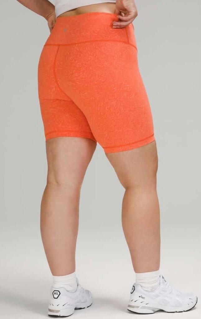 Lululemon Wunder Train High Rise Short 8" in Crunch Warm Coral - Size 14