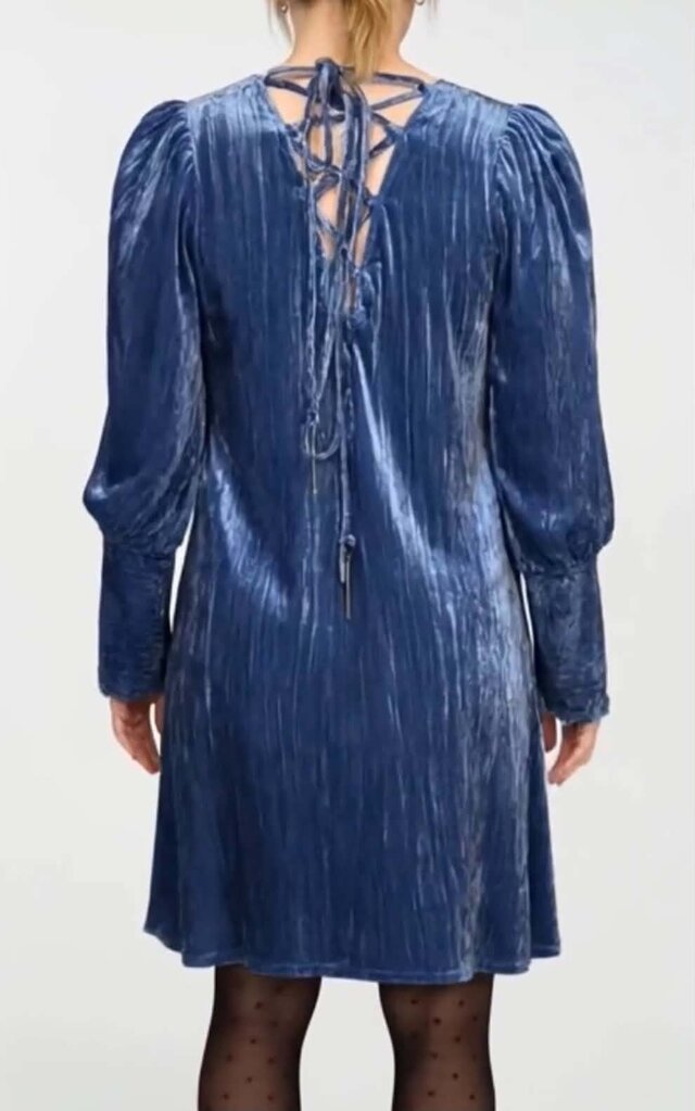 Anthropologie Crushed Velvet Dress In Blue